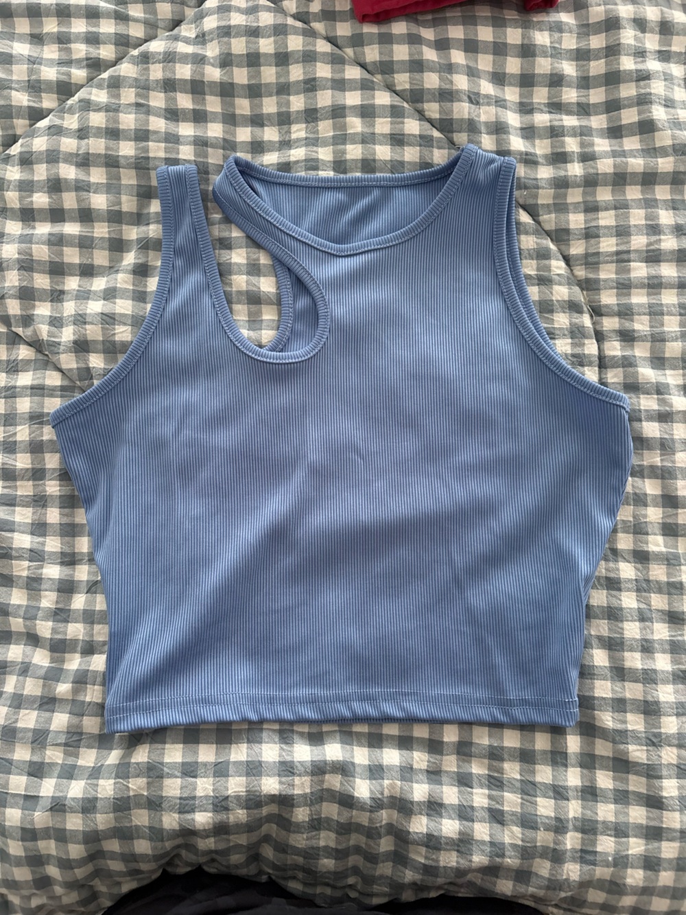 SHEIN Light Blue Ribbed Cutout Tank